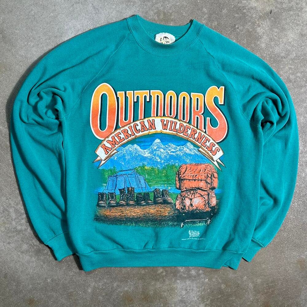 Vintage 90s Outdoors American Wilderness Crewneck Mens Large Colorful Sweatshirt